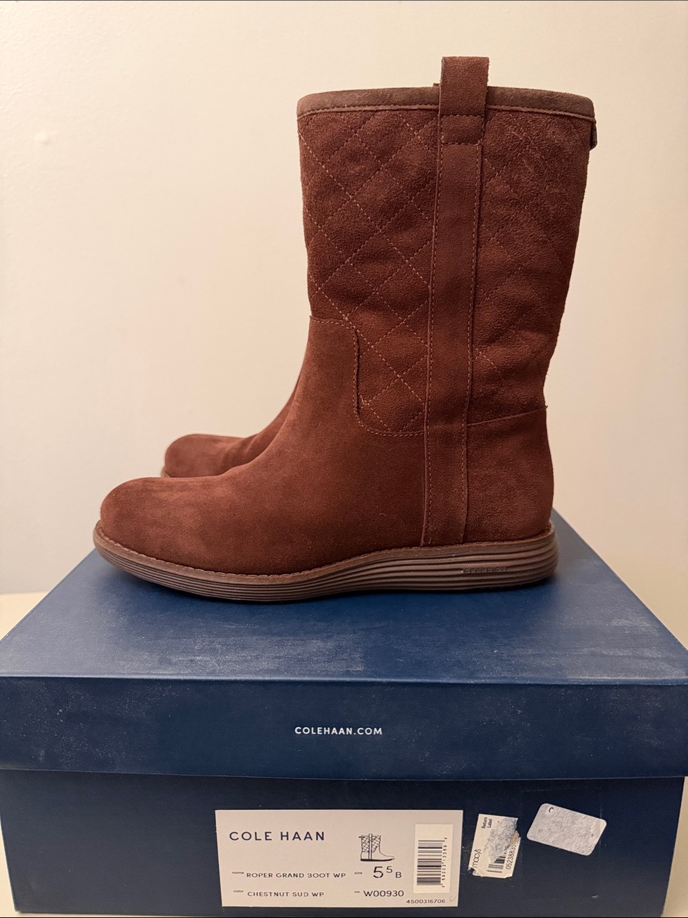 Cole Haan Genuine Suede Chestnut Mid-Calf Boots